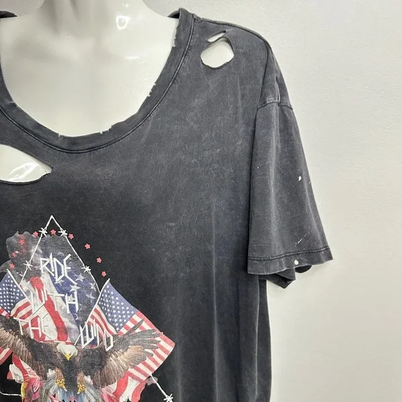 White Fox - Vintage Inspired American Grey Distressed Top Small 💛 - Picture 10 of 14